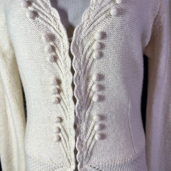 Cristelle & Co Size S? Cream Hook-Front Cardigan Sweater Wool Blend Peplum - Picture 3 of 10
